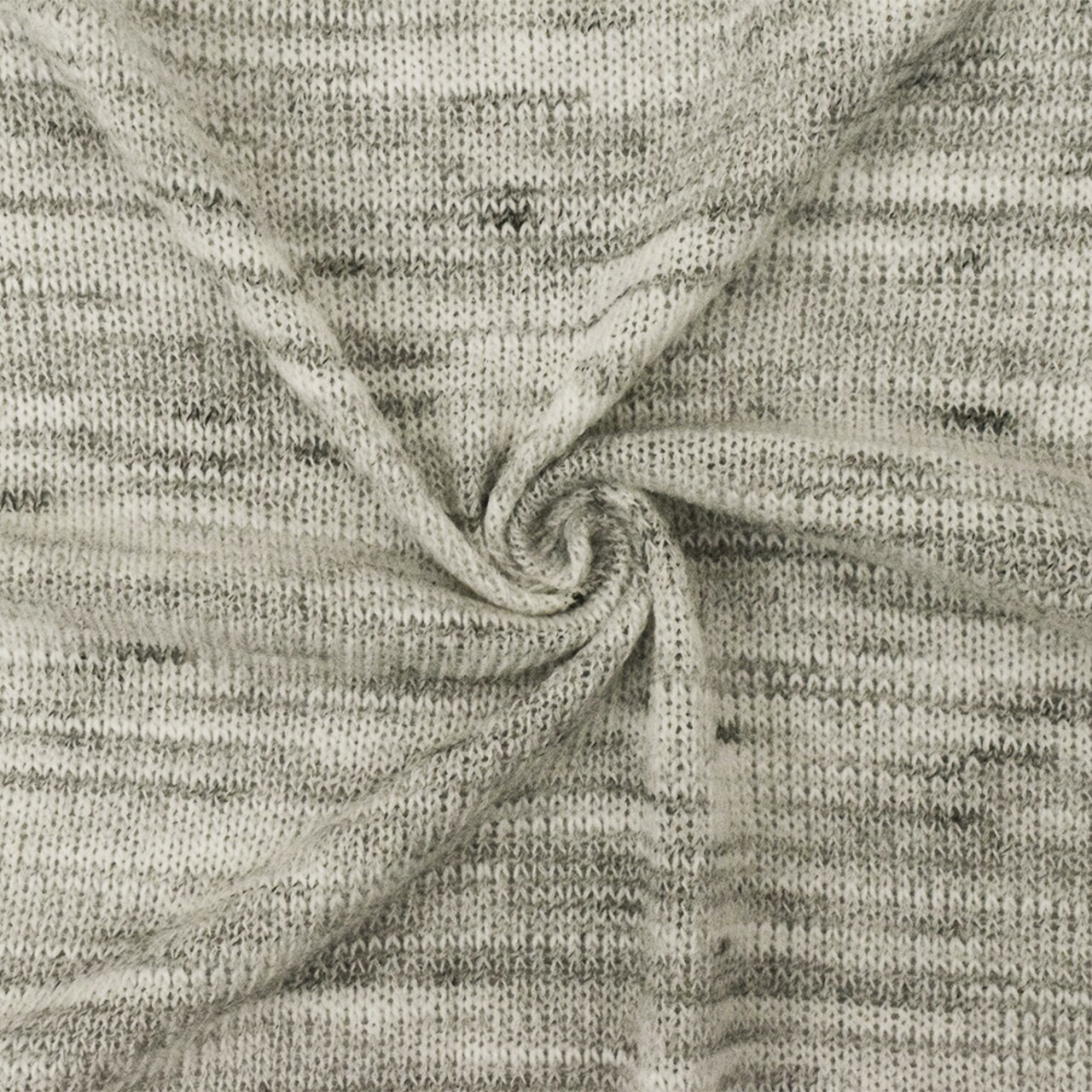 Pale Ivory-White-Black Slub Stretch Jersey Knit Fabric By the Yard